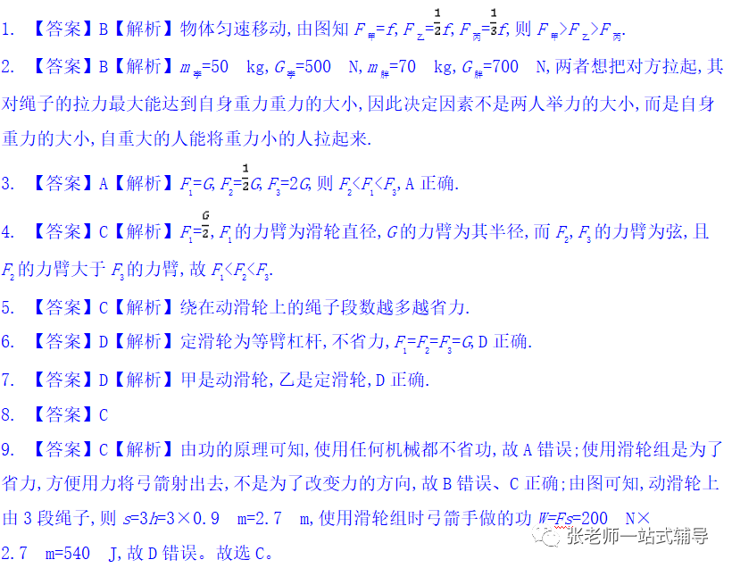 【物理教學】人教版物理八年級下冊12.3《滑輪》視頻講解+知識點+同步練習:滑輪
